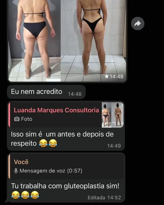 Feedback de aluna comprovando resultados do método Power Glutes